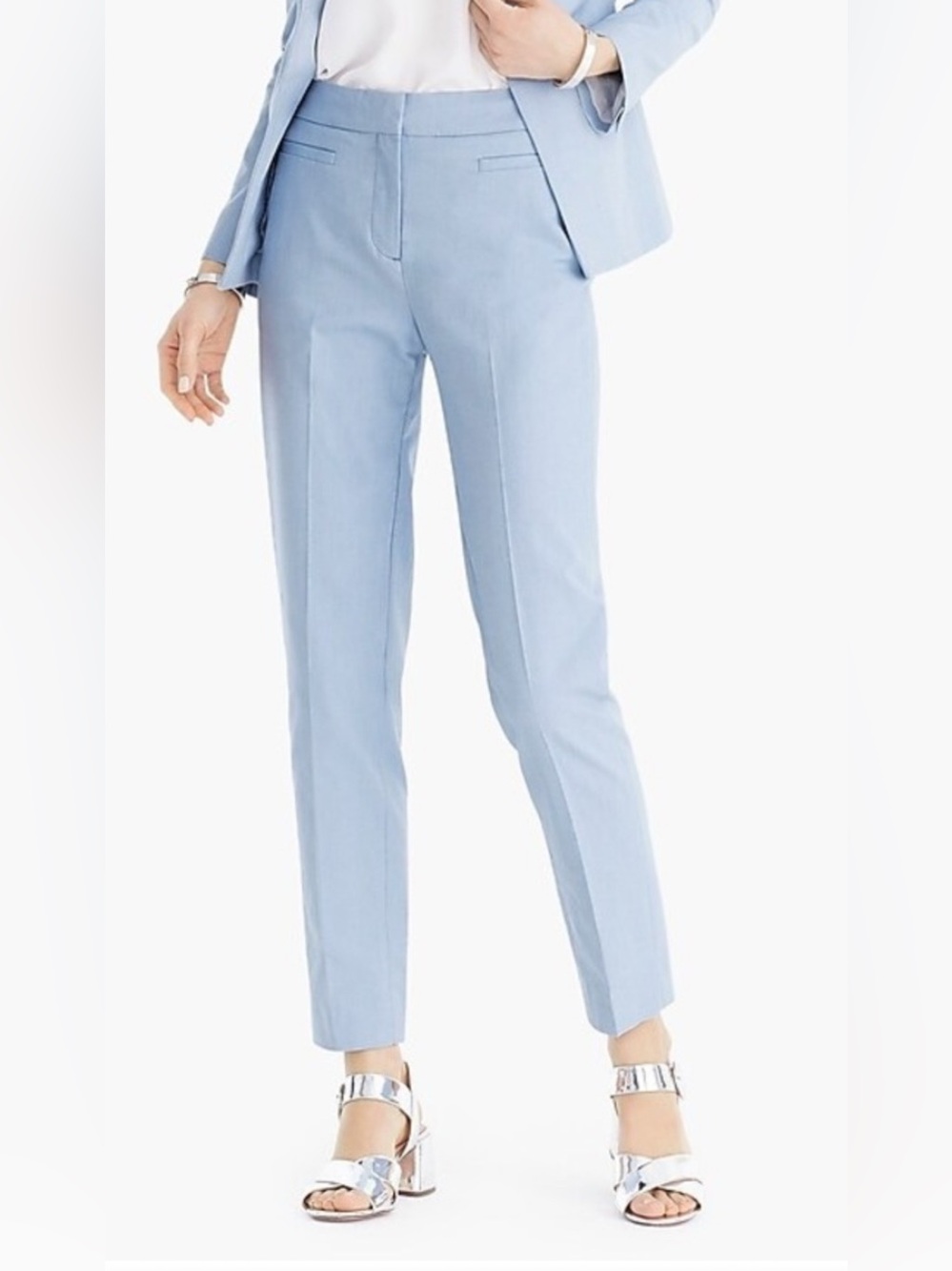J.Crew French Girl 100% Italian Cotton Cropped Straight-Leg Pants Pale Blue 8